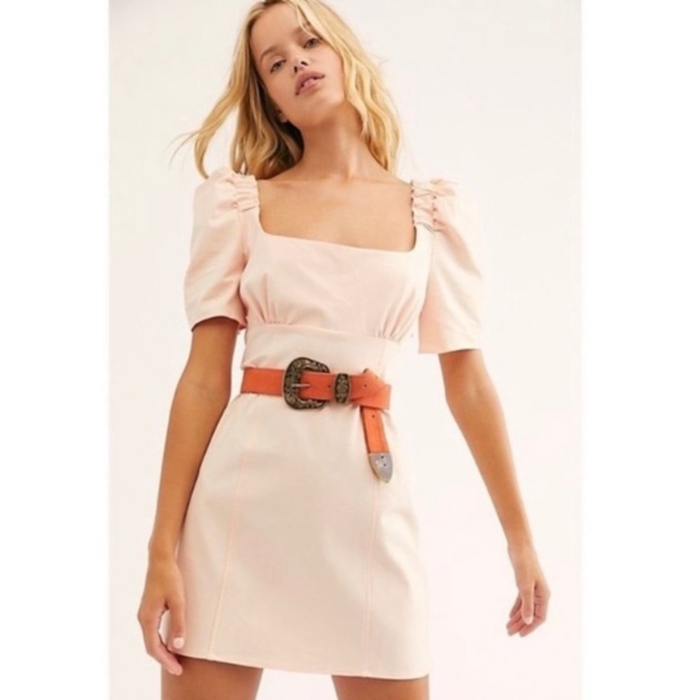 Free People Pink Pera Puff Sleeve Mini Dress